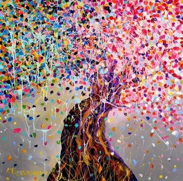 Картина под названием "Tree life - colorfu…" - Aliaksandra Tsesarskaya, Подлинное произведение искусства, Акрил Установлен н…