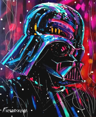Pintura titulada "Darth Vader portrai…" por Aliaksandra Tsesarskaya, Obra de arte original, Acrílico Montado en Bastidor de…
