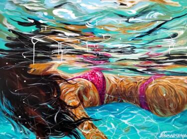 Malarstwo zatytułowany „Summer vibes at the…” autorstwa Aliaksandra Tsesarskaya, Oryginalna praca, Akryl Zamontowany na Drew…