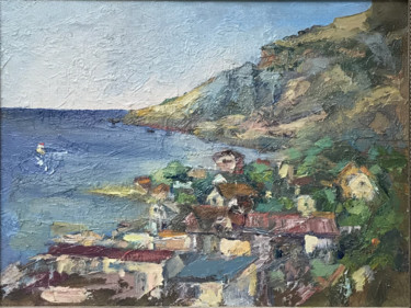 Painting titled "Крым. Коктебель" by Tatiana Shutova, Original Artwork, Oil Mounted on Wood Stretcher frame