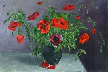 Painting titled "Маки" by Tatjana Hudyakova, Original Artwork, Oil