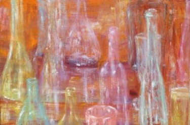 Painting titled "Cristal con fondo r…" by Mª Teresa Silvestre, Original Artwork