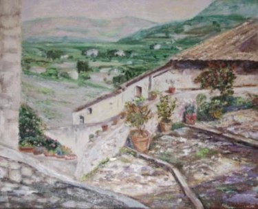 Painting titled "Barrio Medieval Boc…" by Mª Teresa Silvestre, Original Artwork