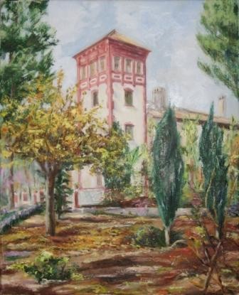 Painting titled "Jardín de Villa Ros…" by Mª Teresa Silvestre, Original Artwork