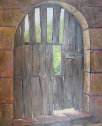 Painting titled "La puerta rota" by Mª Teresa Silvestre, Original Artwork