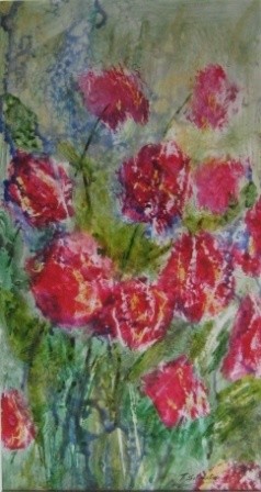 Painting titled "Rosas rojas" by Mª Teresa Silvestre, Original Artwork