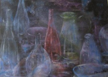 Painting titled "Cristal con fondo o…" by Mª Teresa Silvestre, Original Artwork