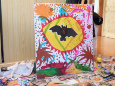Painting titled "Bat" by Bebi Kali, Original Artwork