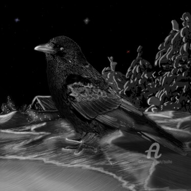 Arts numériques intitulée "Corbeaux d'hivers" par Tsuiho, Œuvre d'art originale, Peinture numérique