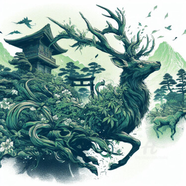 Digitale Kunst getiteld "Nature sauvage" door Tsuiho, Origineel Kunstwerk, AI gegenereerde afbeelding