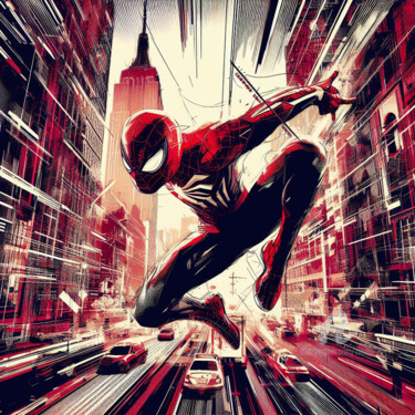 Digital Arts titled "Spiderman, l'homme…" by Tsuiho, Original Artwork, AI generated image