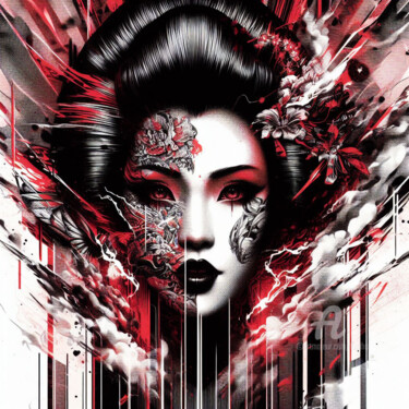 Цифровое искусство под названием "Le masque des geish…" - Tsuiho, Подлинное произведение искусства, Изображение, сгенерирова…