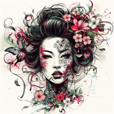 Digital Arts titled "La geisha du pays d…" by Tsuiho, Original Artwork, AI generated image