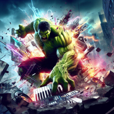 Digital Arts titled "Hulk, le destructeur" by Tsuiho, Original Artwork, AI generated image