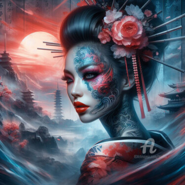 Digital Arts με τίτλο "La geisha a l'aveni…" από Tsuiho, Αυθεντικά έργα τέχνης, Εικόνα που δημιουργήθηκε με AI
