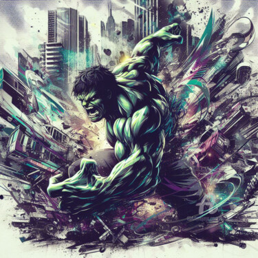Цифровое искусство под названием "Gamma Hulk, le dest…" - Tsuiho, Подлинное произведение искусства, Изображение, сгенерирова…
