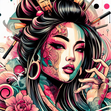 Arte digital titulada "Geisha des arts urb…" por Tsuiho, Obra de arte original, Imagen generada por IA