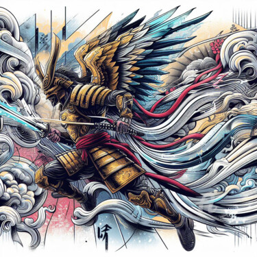 Arts numériques intitulée "L'ange guerrier de…" par Tsuiho, Œuvre d'art originale, Image générée par l'IA