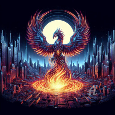 Digital Arts titled "Le culte du Phoenix" by Tsuiho, Original Artwork, AI generated image