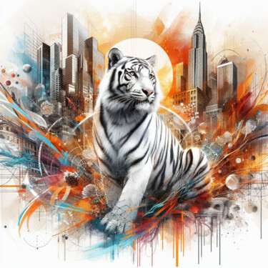 数字艺术 标题为“Le tigre blanc des…” 由Tsuiho, 原创艺术品, AI生成的图像