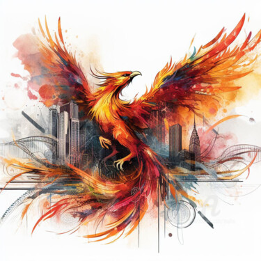 Digital Arts titled "Le Phoenix des jour…" by Tsuiho, Original Artwork, AI generated image