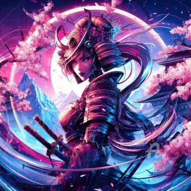 Arts numériques intitulée "La guerrière samour…" par Tsuiho, Œuvre d'art originale, Image générée par l'IA