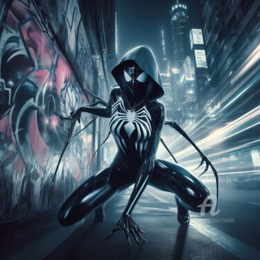 Digital Arts με τίτλο "Spider black girl" από Tsuiho, Αυθεντικά έργα τέχνης, Εικόνα που δημιουργήθηκε με AI