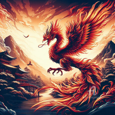 Digital Arts titled "L'aube du Phoenix" by Tsuiho, Original Artwork, AI generated image