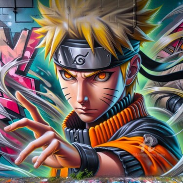 Arts numériques intitulée "Naruto, le grand ni…" par Tsuiho, Œuvre d'art originale, Image générée par l'IA