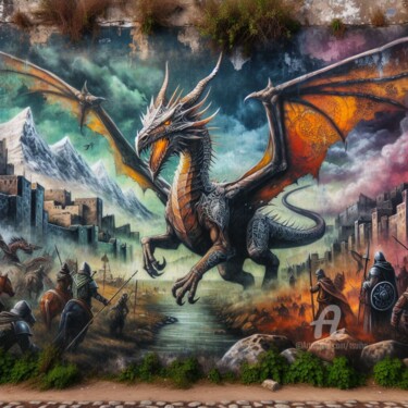 Digitale Kunst getiteld "le retour des drago…" door Tsuiho, Origineel Kunstwerk, AI gegenereerde afbeelding