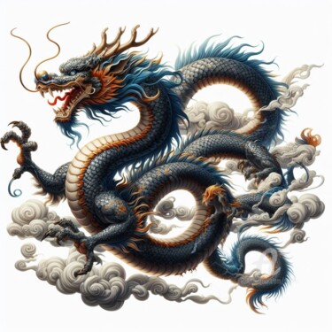 Grafika cyfrowa / sztuka generowana cyfrowo zatytułowany „Le dieu dragon de l…” autorstwa Tsuiho, Oryginalna praca, Obraz ge…