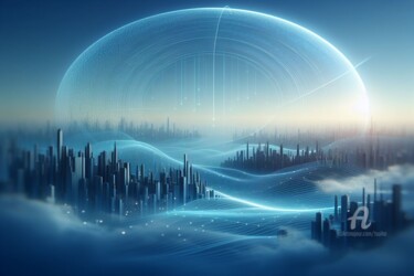 Digital Arts titled "horizon bleu" by Tsuiho, Original Artwork, AI generated image