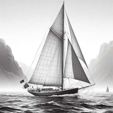 Digital Arts titled "Voyage sur l'eau" by Tsuiho, Original Artwork, AI generated image