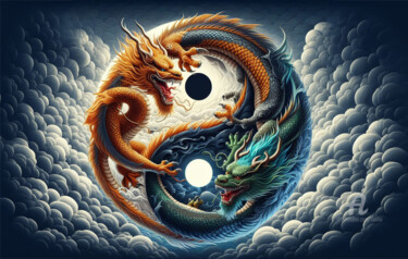 Arts numériques intitulée "Le yin yang du drag…" par Tsuiho, Œuvre d'art originale, Image générée par l'IA