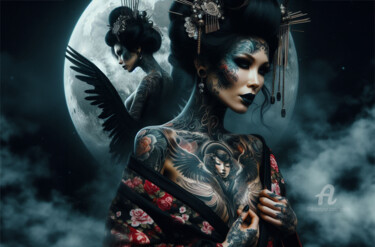 Digitale Kunst mit dem Titel "La geisha de la ple…" von Tsuiho, Original-Kunstwerk, KI-generiertes Bild