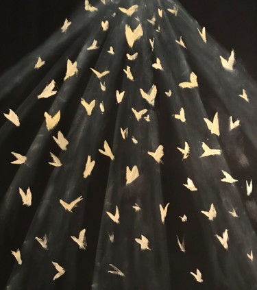 Картина под названием "Бабочки летящие на…" - Александра Шереметьева, Подлинное произведение искусства, Масло