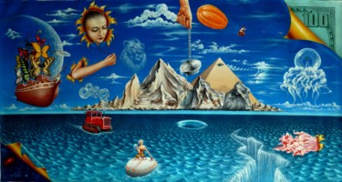 Painting titled "сюрреализм на море" by Anatol Podufaloff, Original Artwork, Oil