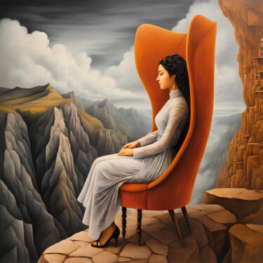Digital Arts titled "Lady On a Ledge" by Tucari P, Original Artwork, AI generated image