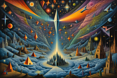 Arts numériques intitulée "Starflight Village" par Tucari P, Œuvre d'art originale, Peinture numérique