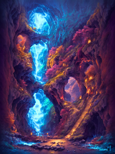 Digital Arts titled "Donelyn Cavern" by Tucari P, Original Artwork, Digital Painting