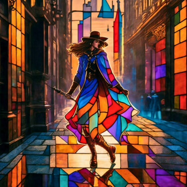 Digitale Kunst getiteld "Stained Glass Dress" door Tucari P, Origineel Kunstwerk, Digitaal Schilderwerk