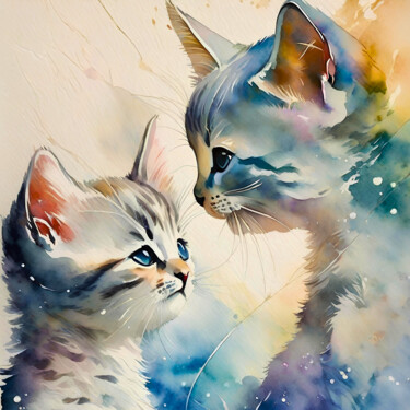 Digital Arts titled "Kitty Talk" by Tucari P, Original Artwork, Digital Painting