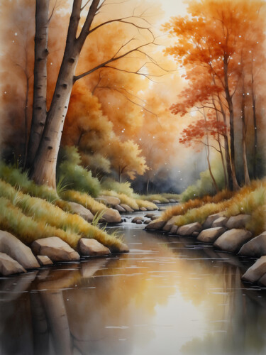 Digitale Kunst mit dem Titel "Autumn calm" von Tucari P, Original-Kunstwerk, Digitale Malerei