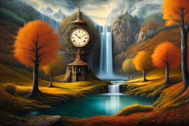 Digitale Kunst getiteld "Clock Beauty" door Tucari P, Origineel Kunstwerk, Digitaal Schilderwerk