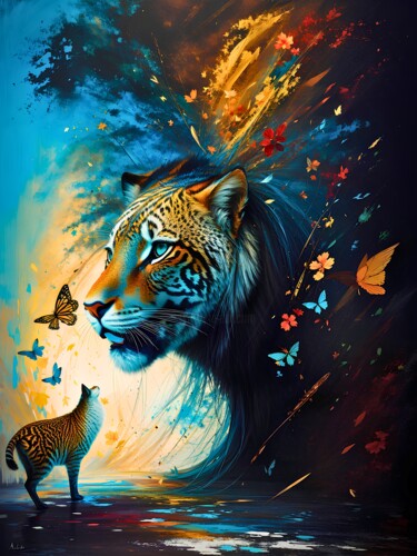 Arts numériques intitulée "Tiger Talk" par Tucari P, Œuvre d'art originale, Peinture numérique