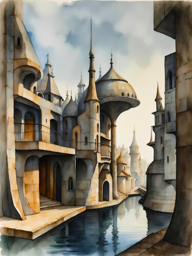 Digital Arts titled "Sanctum Village" by Tucari P, Original Artwork, Digital Painting