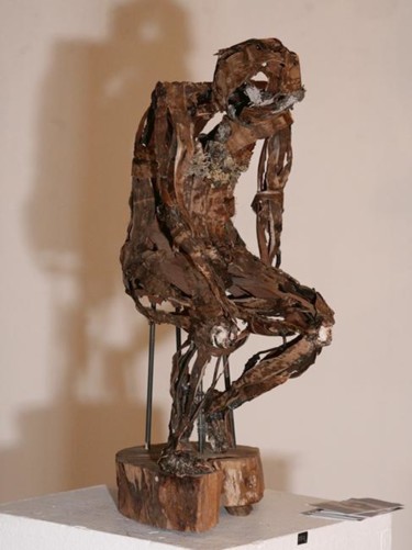 Sculptuur getiteld "LIGNE" door Marie Tucat, Origineel Kunstwerk, Hout