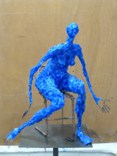 Sculptuur getiteld "Bleu" door Marie Tucat, Origineel Kunstwerk, Plastic