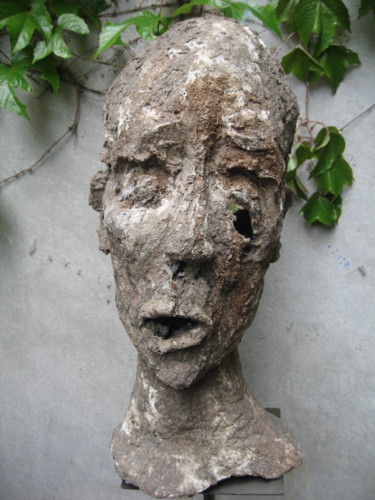 Sculptuur getiteld "Tête machée" door Marie Tucat, Origineel Kunstwerk, Papier