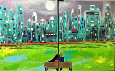 Peinture intitulée "Love in the park" par Tucks, Œuvre d'art originale, Acrylique